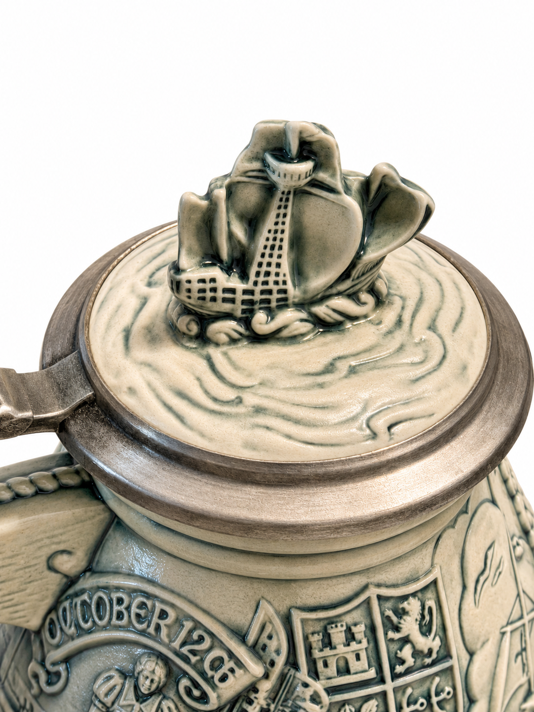 Vintage Christopher Columbus 1492 Commemorative Beer Stein with Pewter Lid