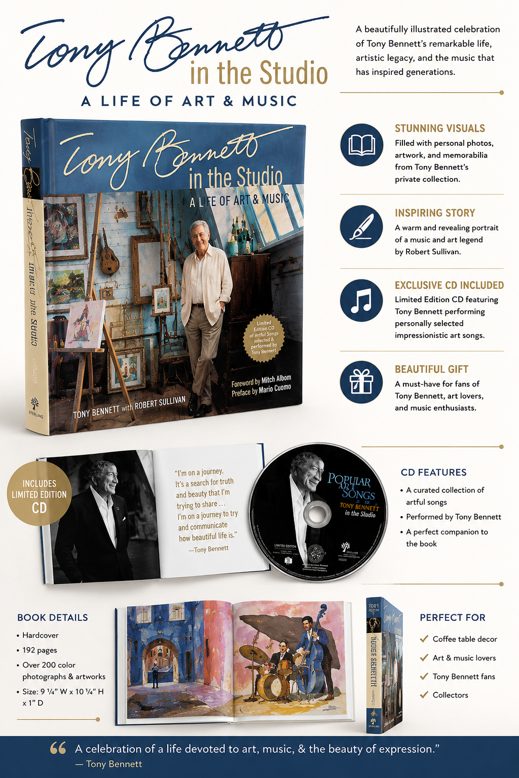 Tony Bennett in the Studio: A Life of Art & Music – Hardcover Collector’s Edition with CD