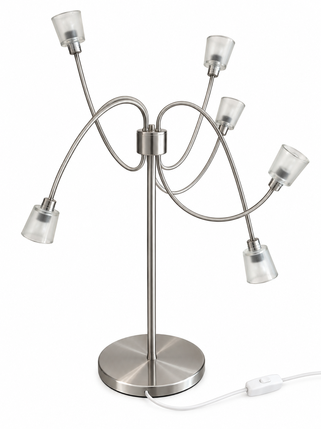 Modern Brushed Nickel 6-Light Flexible Arm Table Lamp