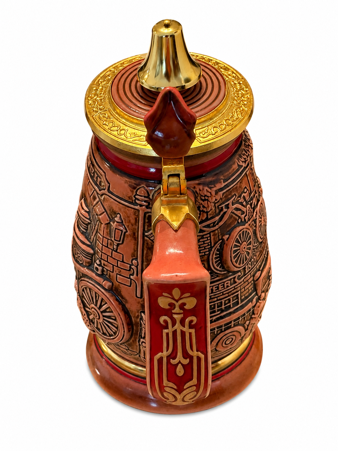 Vintage Avon 1990 Tribute to Firefighters Lidded Beer Stein – Handcrafted in Brazil