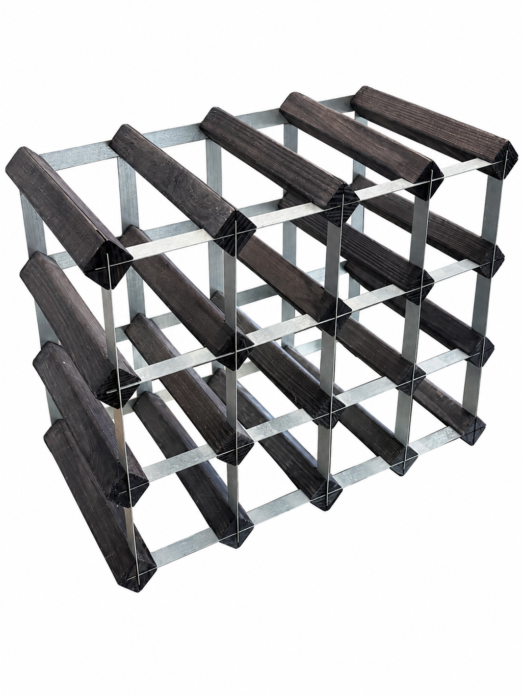 Industrial Wood & Metal 16-Bottle Wine Storage Rack