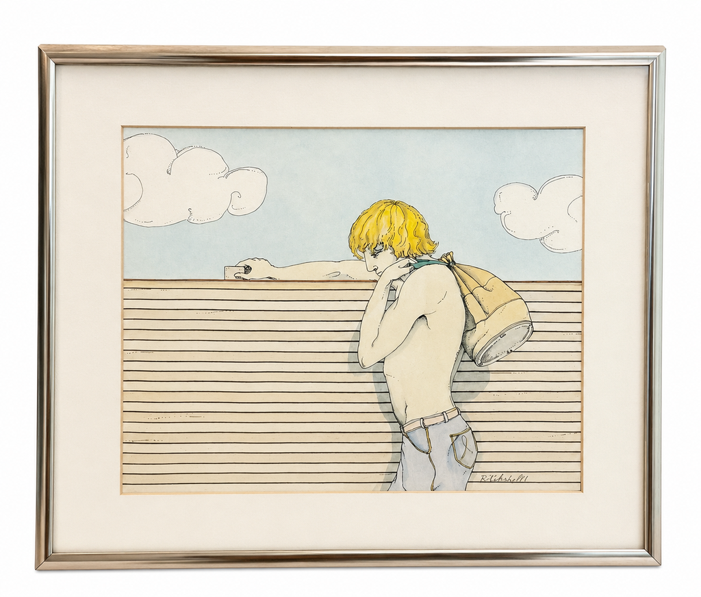 Vintage Signed Framed Art Print by Ritchie (1981)