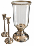 3-Piece Silver Hurricane Candle Holder & Taper Candlestick Set