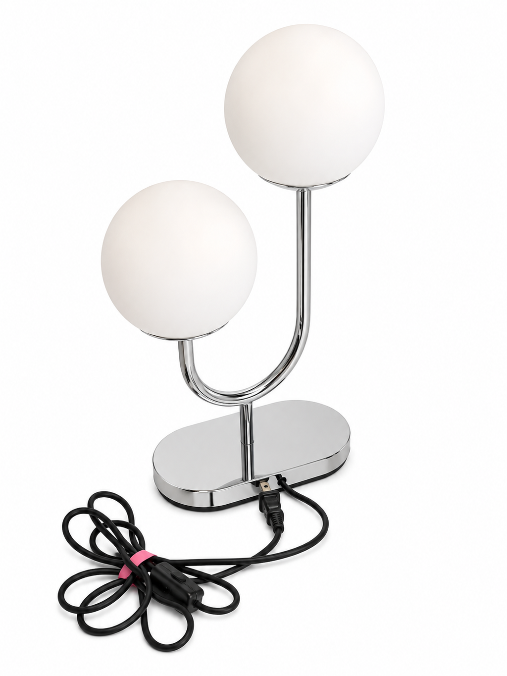 Modern Dual Globe Chrome Table Lamp
