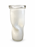 Sculptural White Art Glass Twist Vase