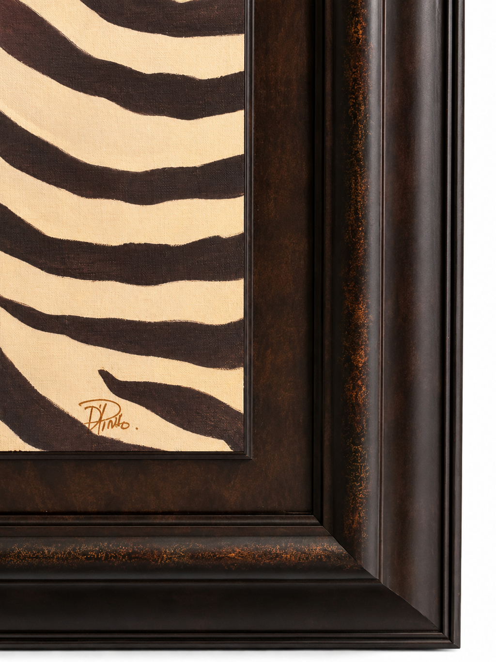 Framed Zebra Stripe Wall Art – Distressed Bronze Finish