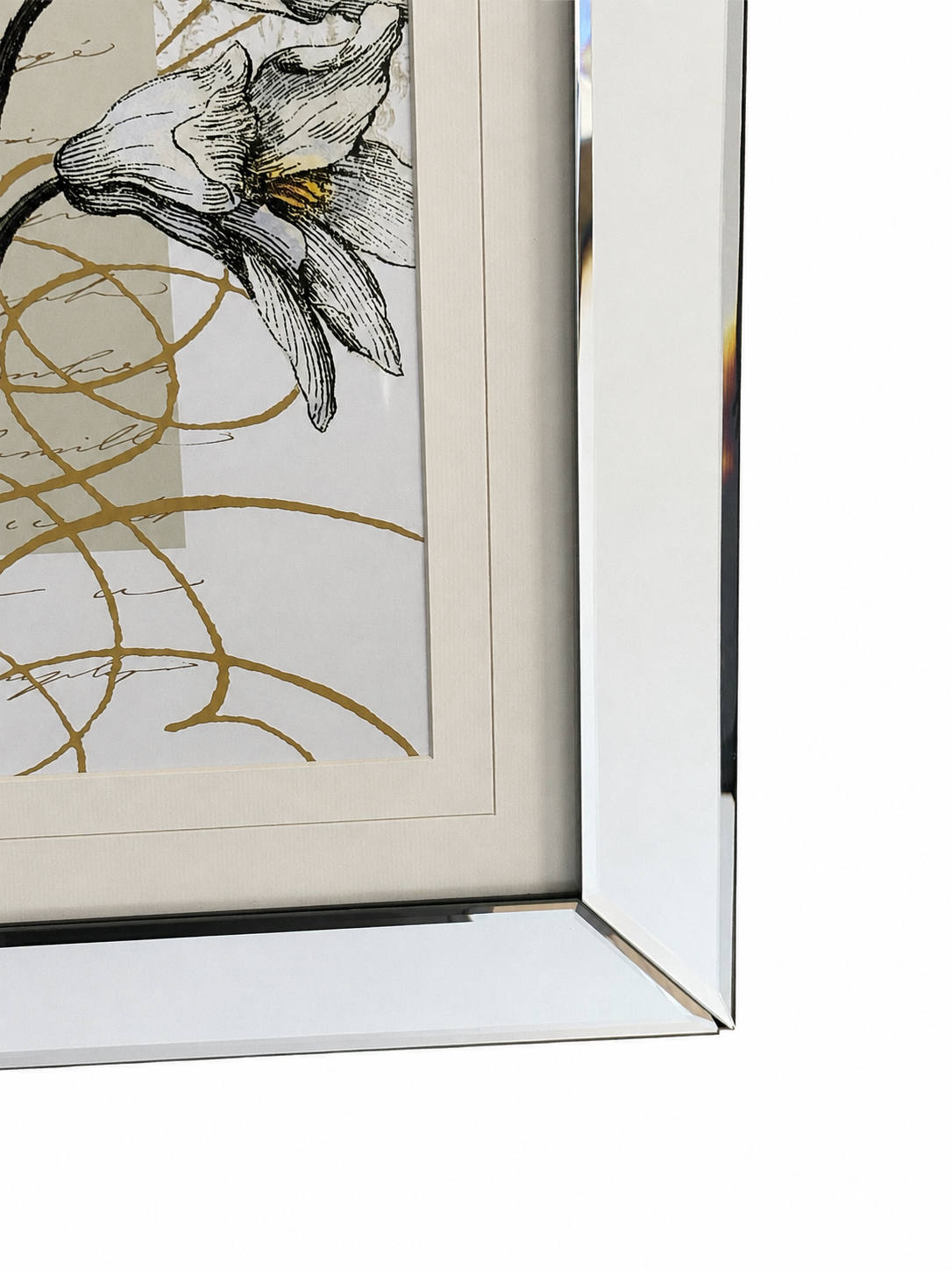 Mirrored Frame Botanical Floral Wall Art – 23” x 27.5”