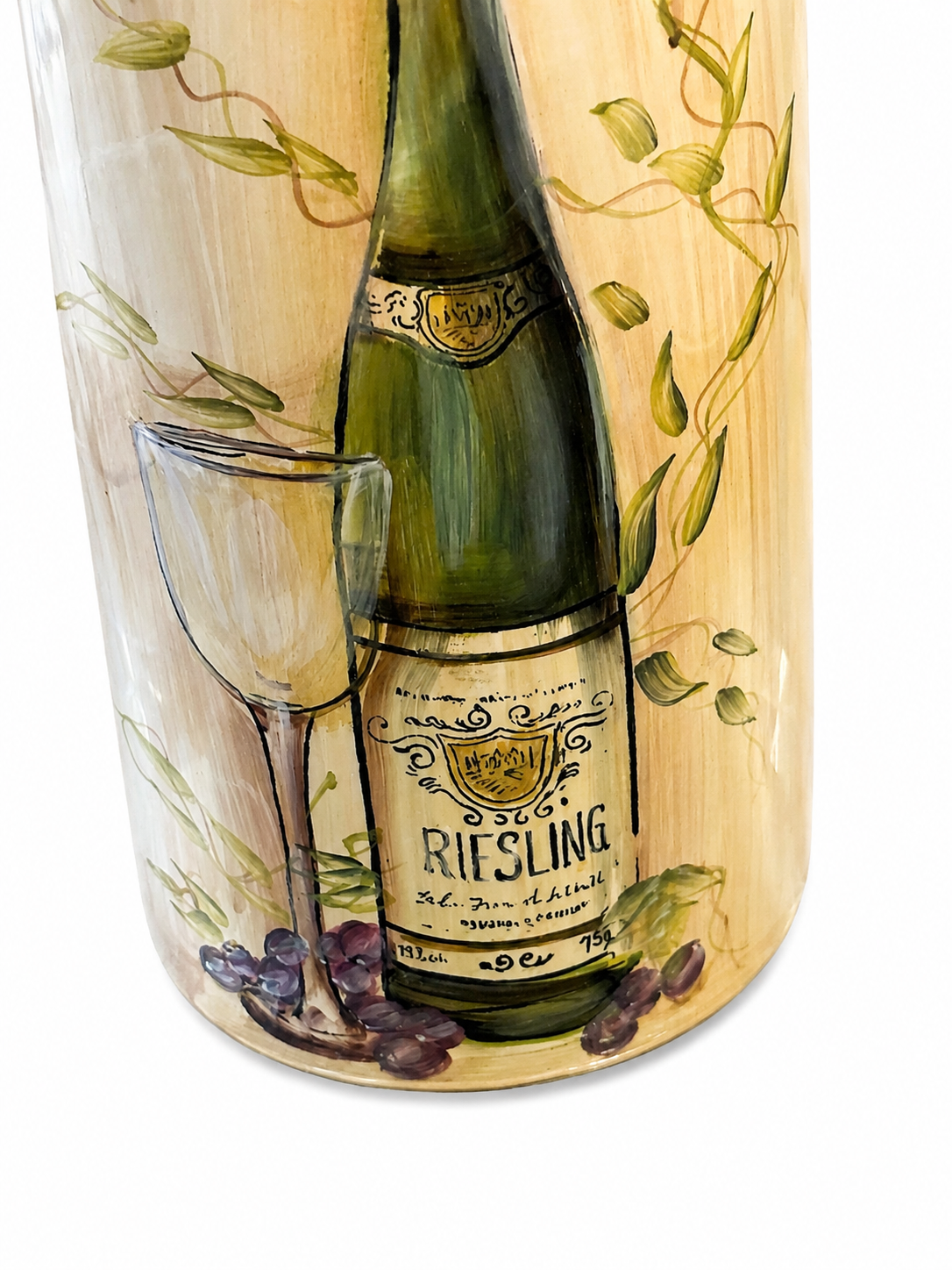 Hand-Painted Vineyard Ceramic Wine Bottle Holder