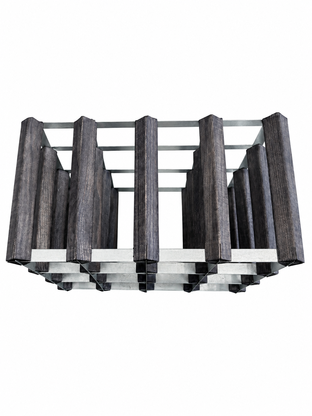 Industrial Wood & Metal 16-Bottle Wine Storage Rack