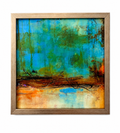 Framed Abstract Wall Art Print – Modern Blue & Earth Tone Artwork with Espresso Finish Frame