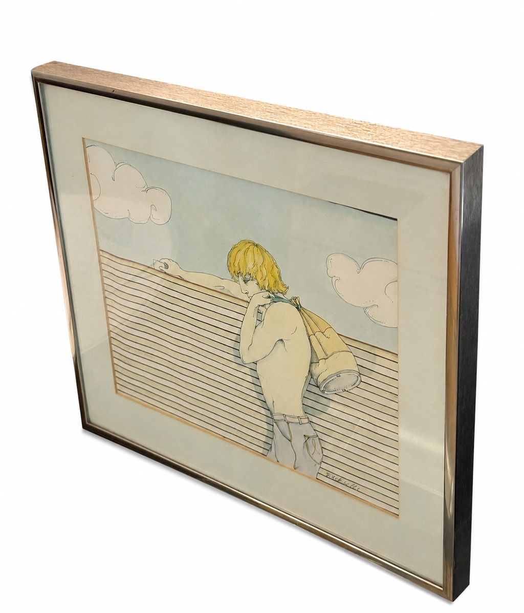 Vintage Signed Framed Art Print by Ritchie (1981)