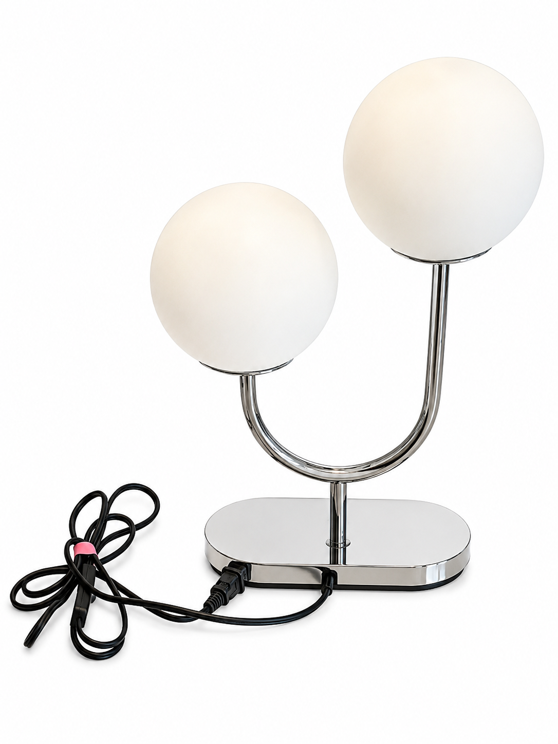 Modern Dual Globe Chrome Table Lamp