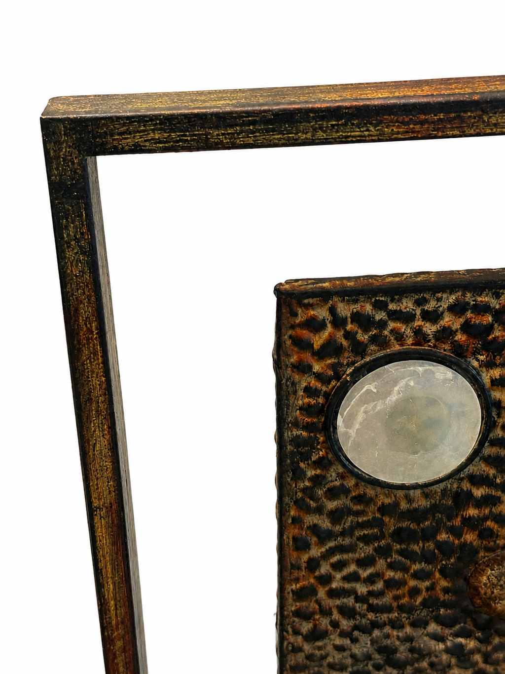 Modern Industrial Metal & Faux Stone Tabletop Sculpture