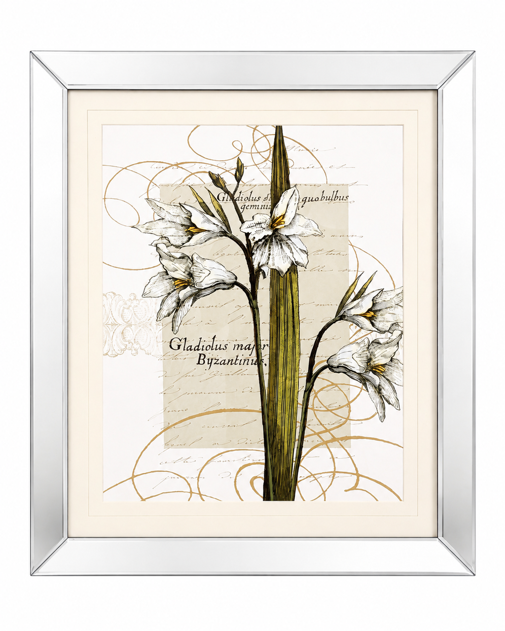 Mirrored Frame Botanical Floral Wall Art – 23” x 27.5”