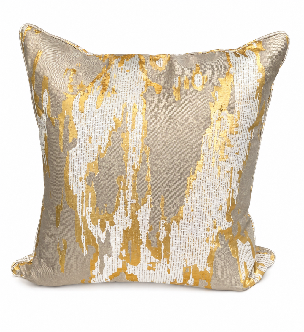 Set of 2 Luxury 24” x 24” Gold Abstract Decorative Throw Pillows