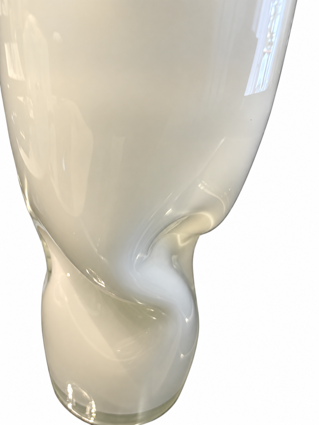 Sculptural White Art Glass Twist Vase