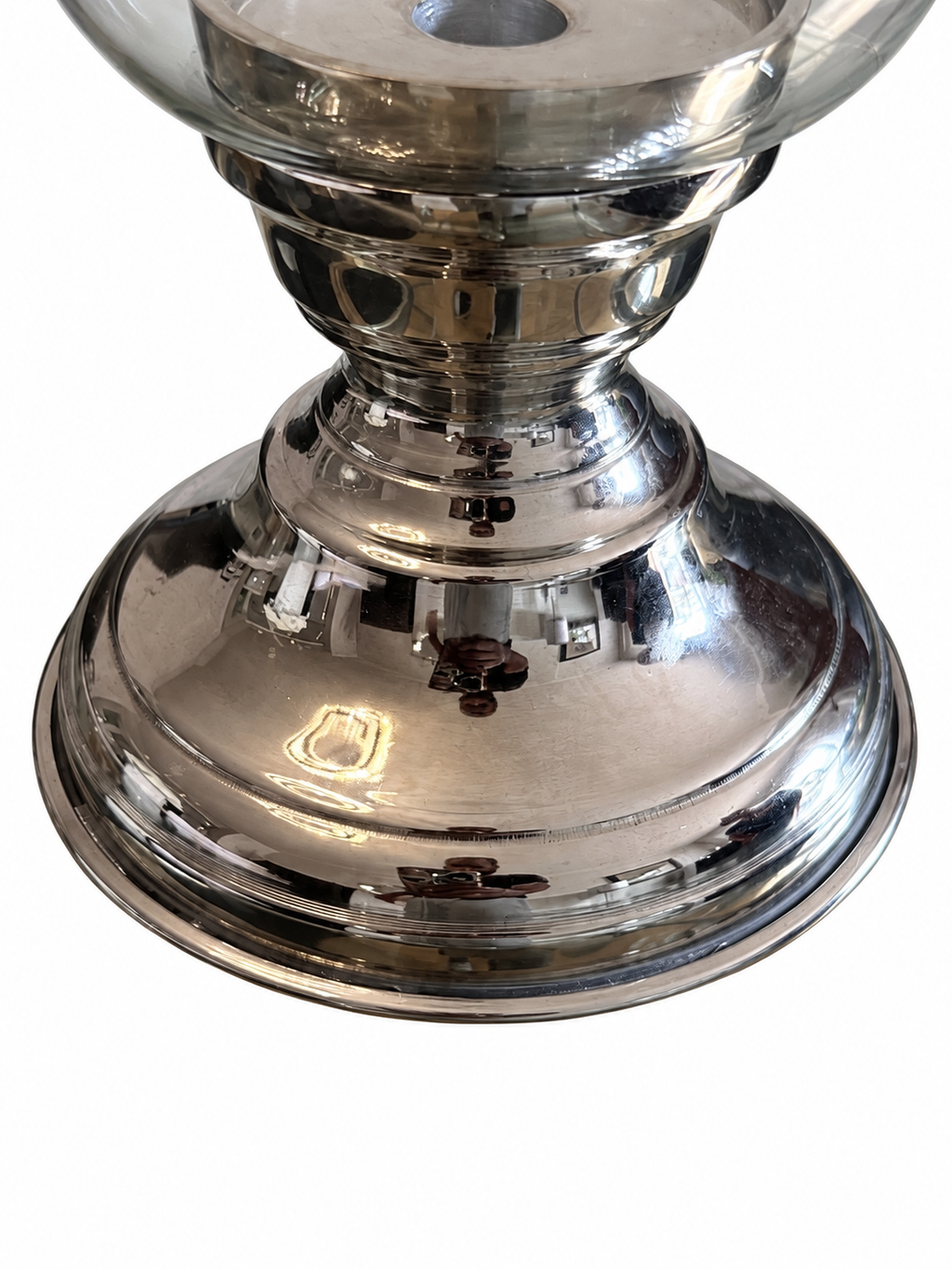 3-Piece Silver Hurricane Candle Holder & Taper Candlestick Set