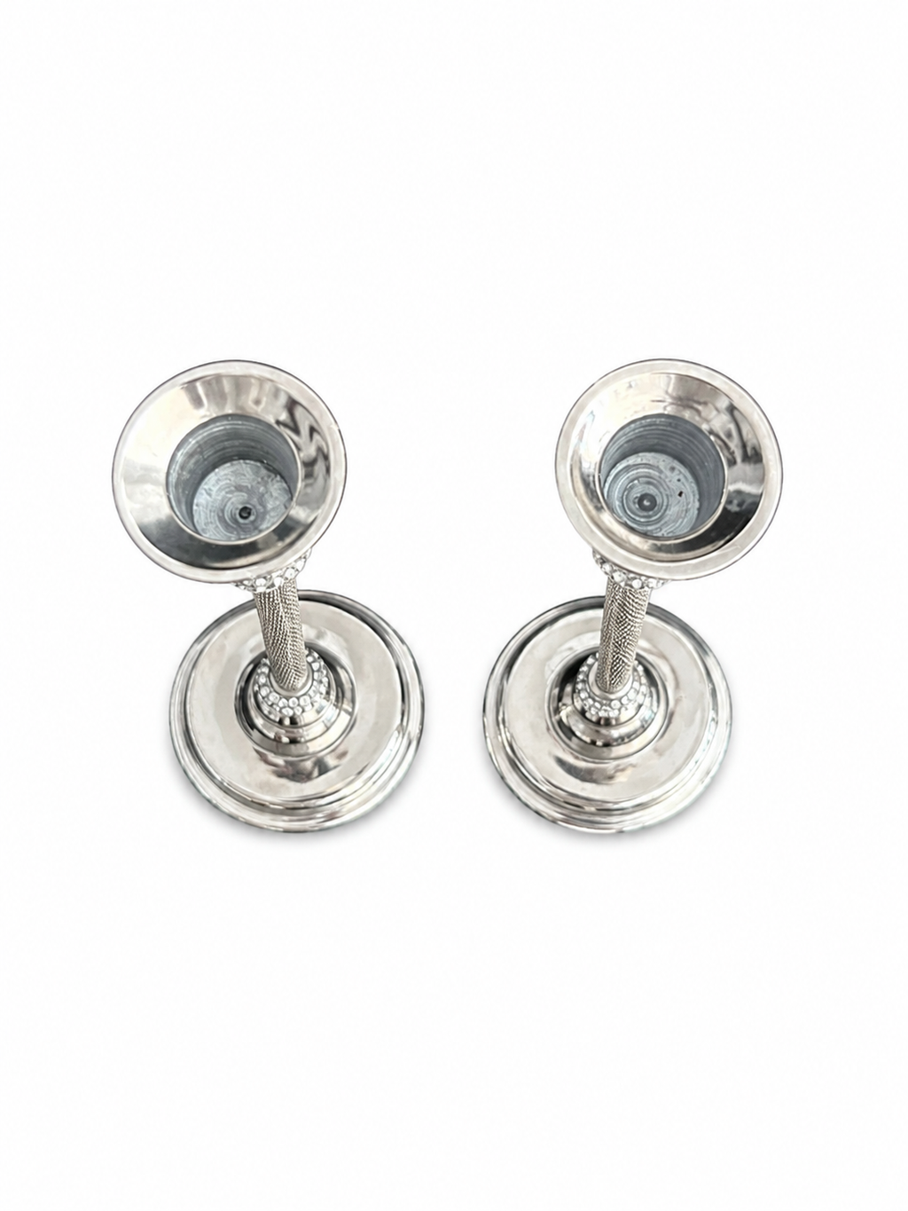 Set of 2 Silver Crystal Accent Candle Holders