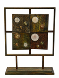 Modern Industrial Metal & Faux Stone Tabletop Sculpture