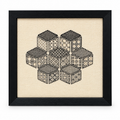 Framed Geometric Textile Art – Black & Natural