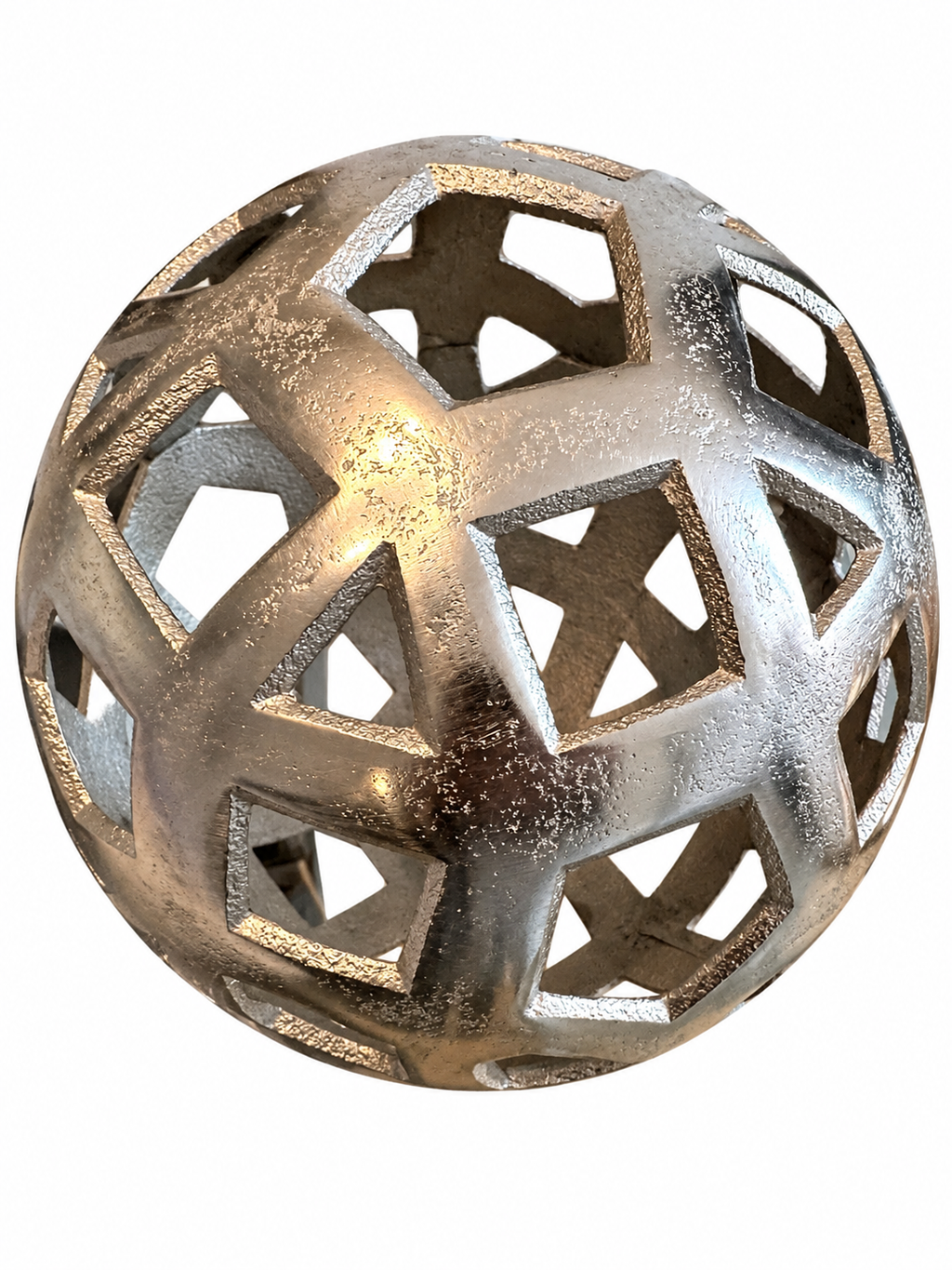 Set of 2 Silver Openwork Decorative Spheres