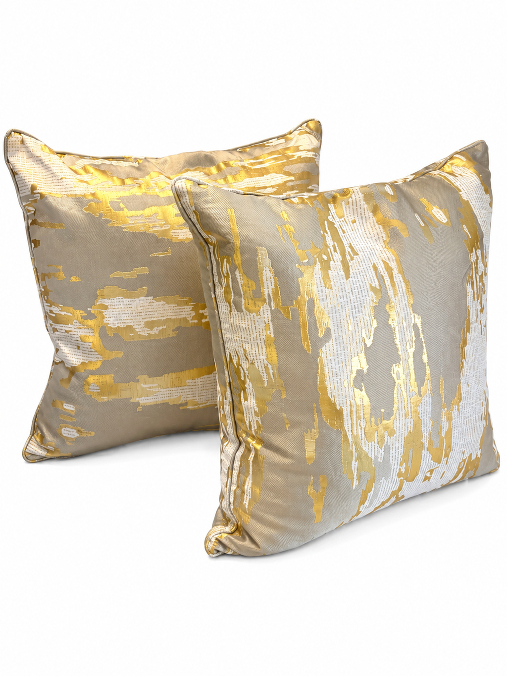 Set of 2 Luxury 24” x 24” Gold Abstract Decorative Throw Pillows