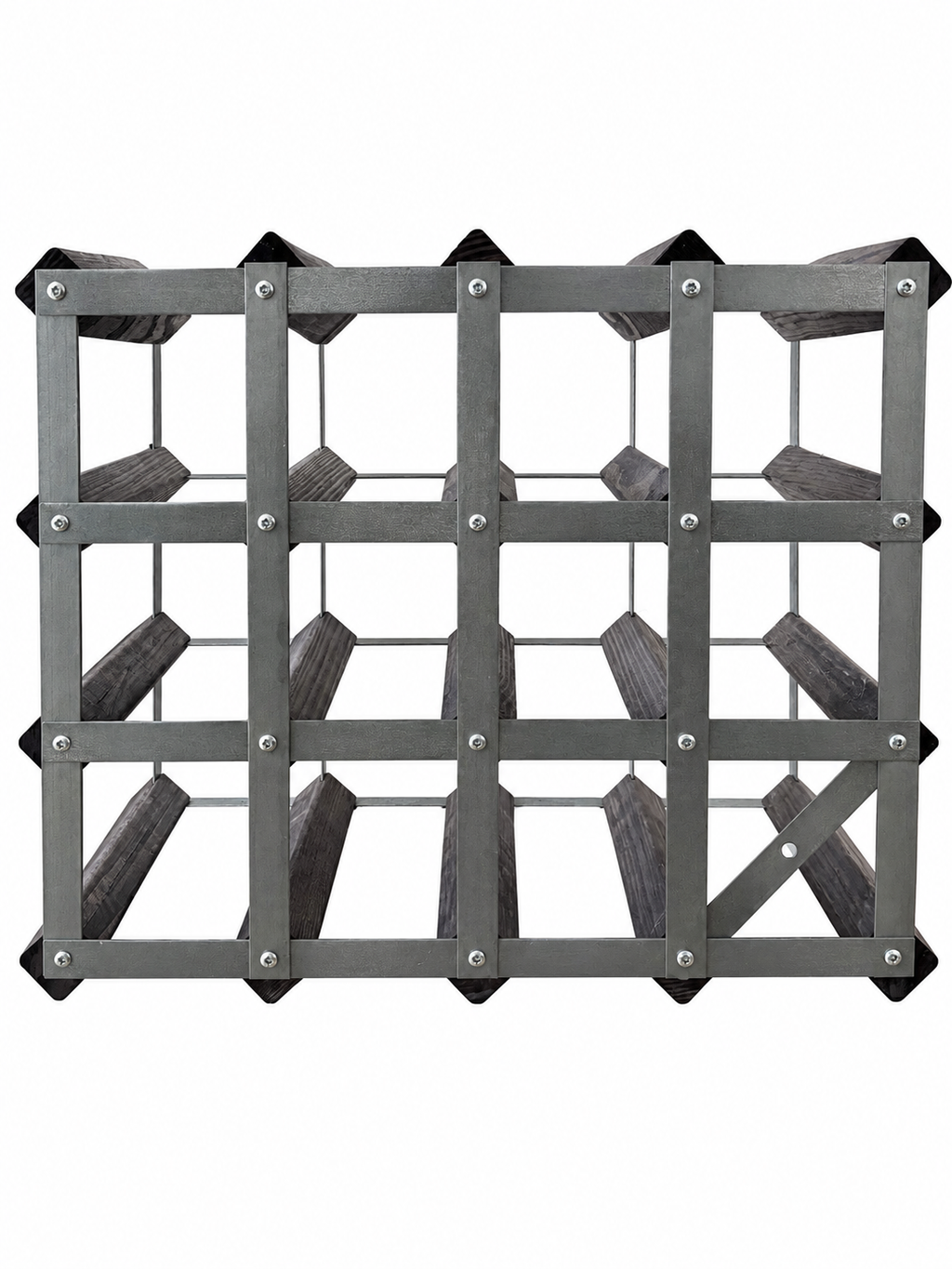 Industrial Wood & Metal 16-Bottle Wine Storage Rack