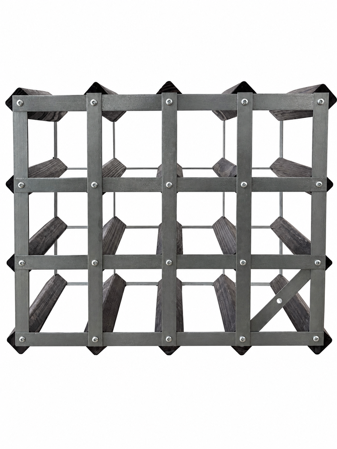 Industrial Wood & Metal 16-Bottle Wine Storage Rack
