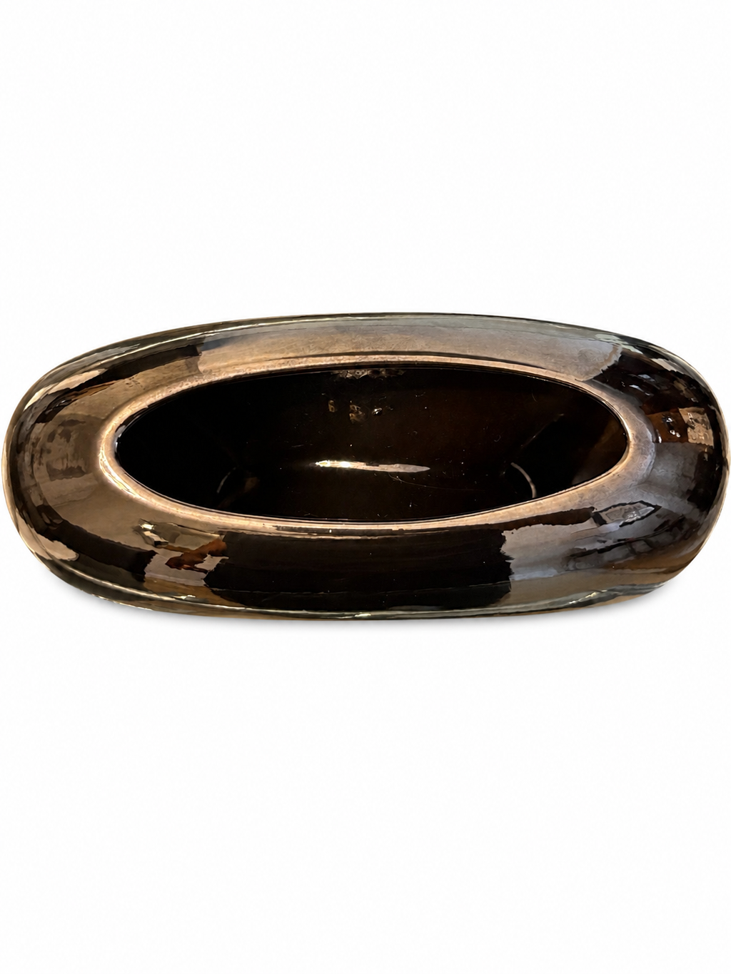 Modern Abstract Metallic Oval Sculptural Vase