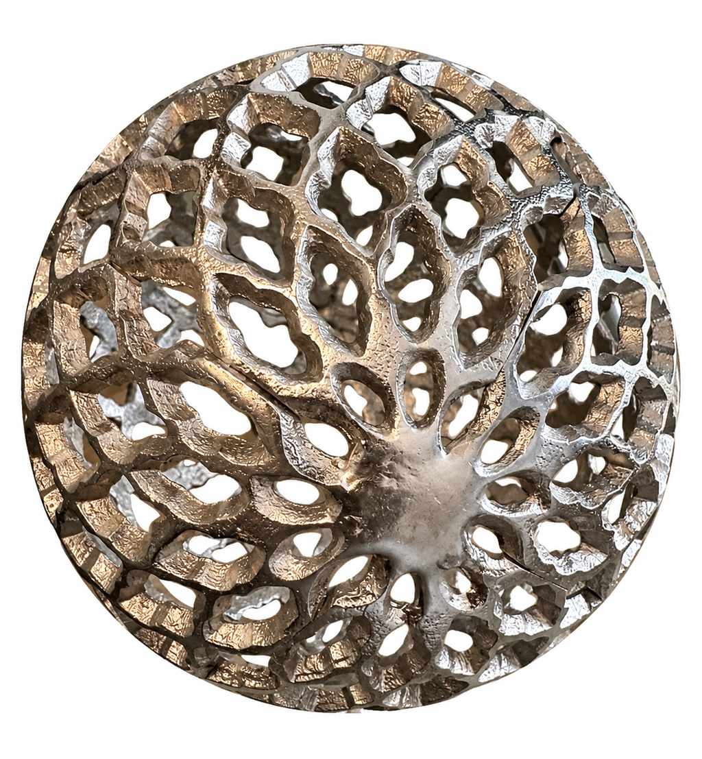 Set of 2 Silver Openwork Decorative Spheres