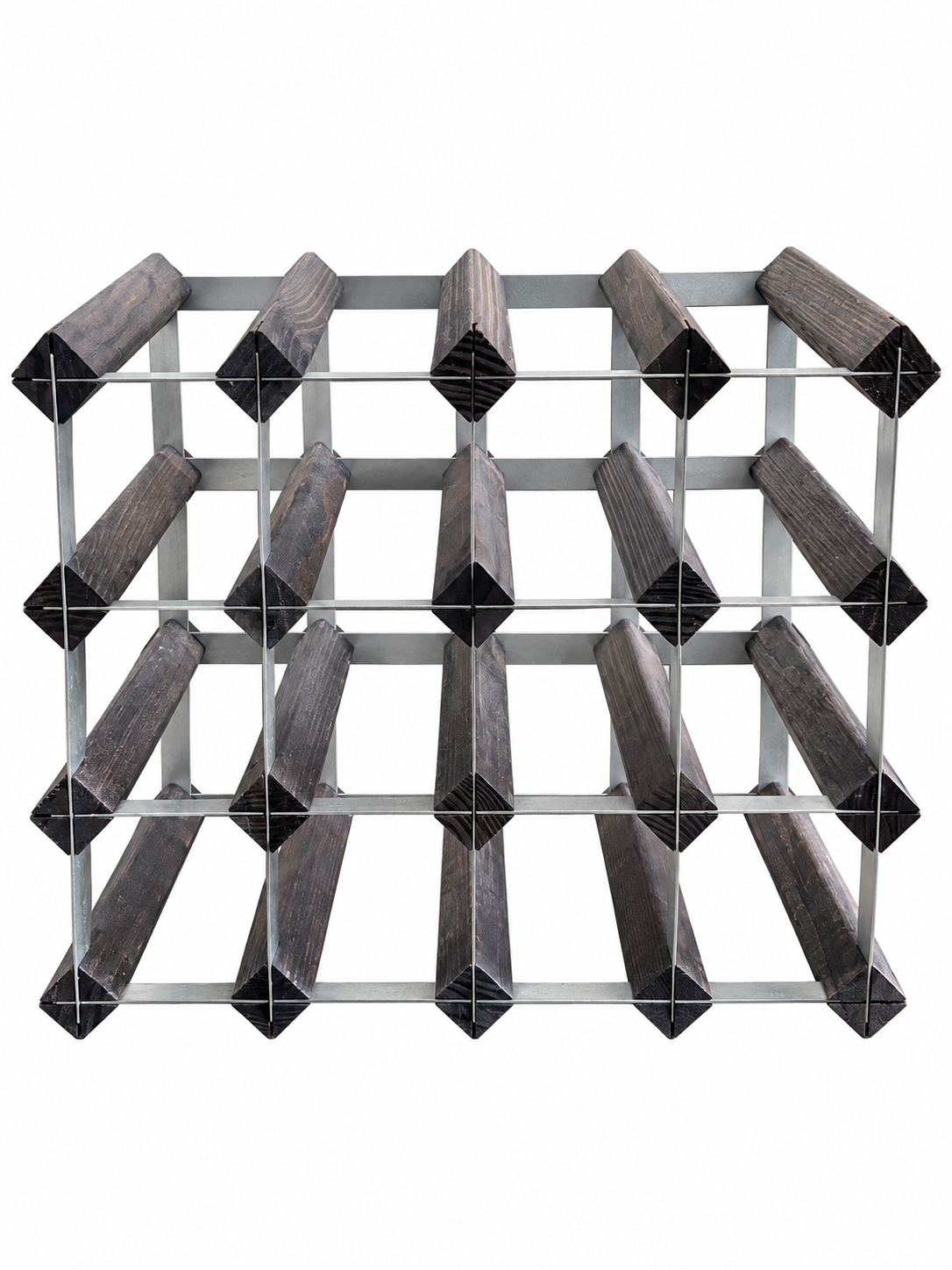 Industrial Wood & Metal 16-Bottle Wine Storage Rack