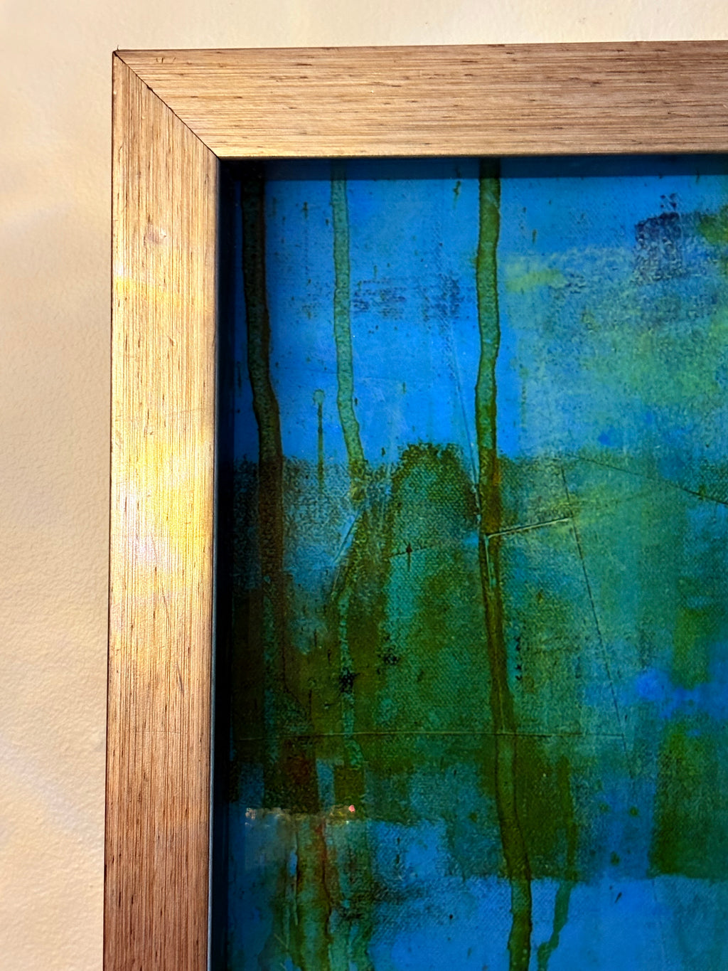 Framed Abstract Wall Art Print – Modern Blue & Earth Tone Artwork with Espresso Finish Frame