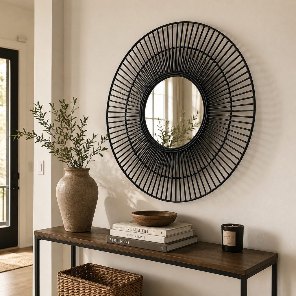 Black Sunburst Statement Wall Mirror