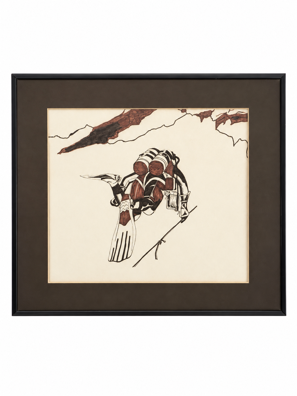 Vintage-Style Scuba Diver Framed Wall Art