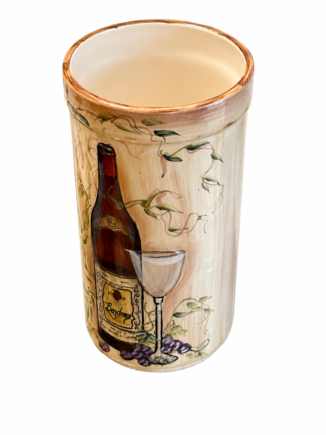 Hand-Painted Vineyard Ceramic Wine Bottle Holder