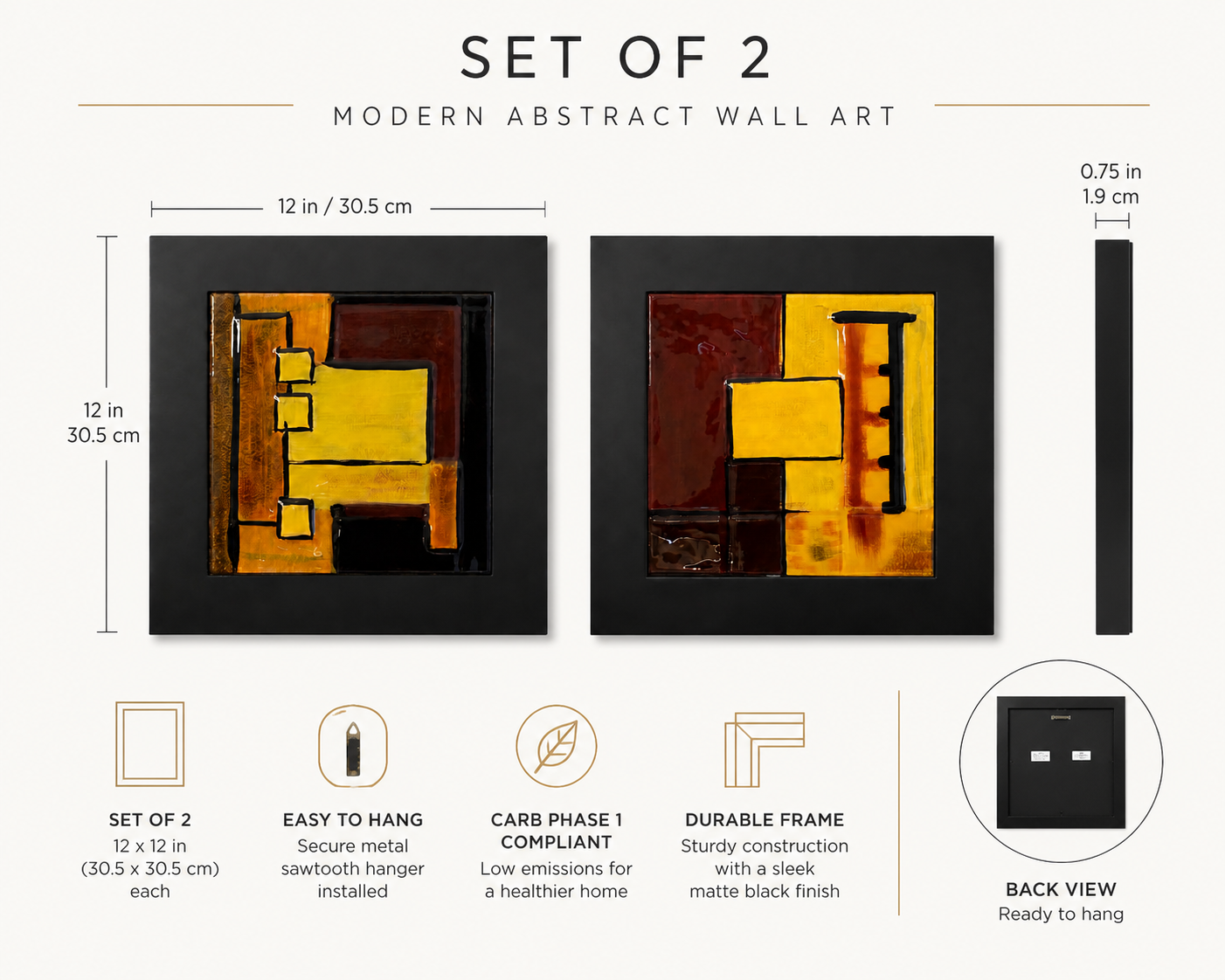 Mid-Century Modern Abstract Ceramic Wall Art Duo