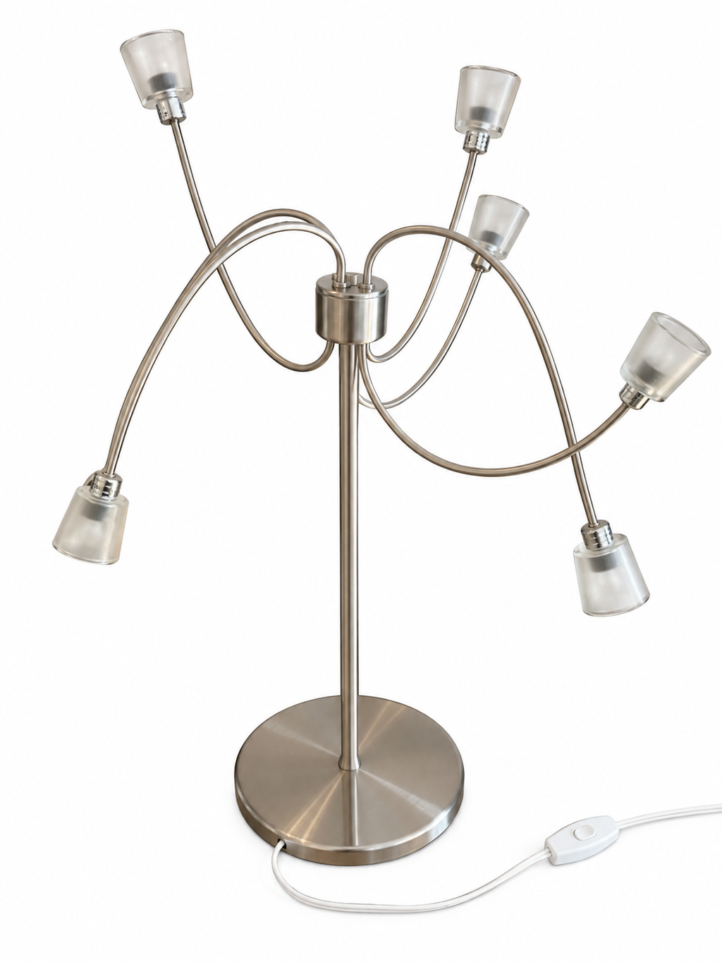 Modern Brushed Nickel 6-Light Flexible Arm Table Lamp