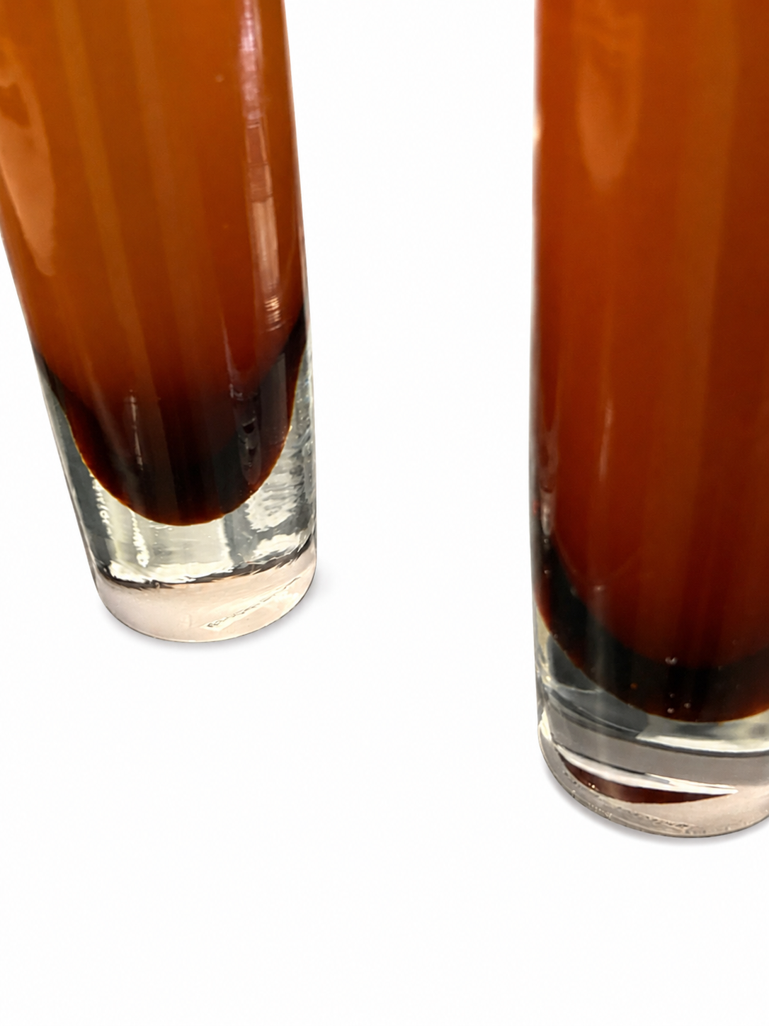 Set of 2 Tall Amber Art Glass Bud Vases – Modern Sculptural Décor