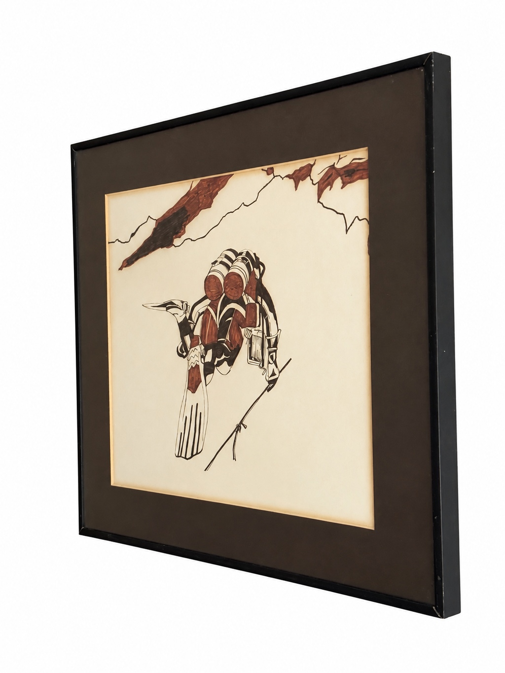 Vintage-Style Scuba Diver Framed Wall Art