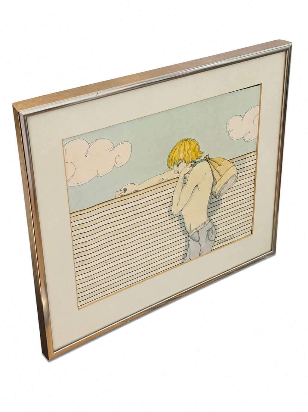 Vintage Signed Framed Art Print by Ritchie (1981)