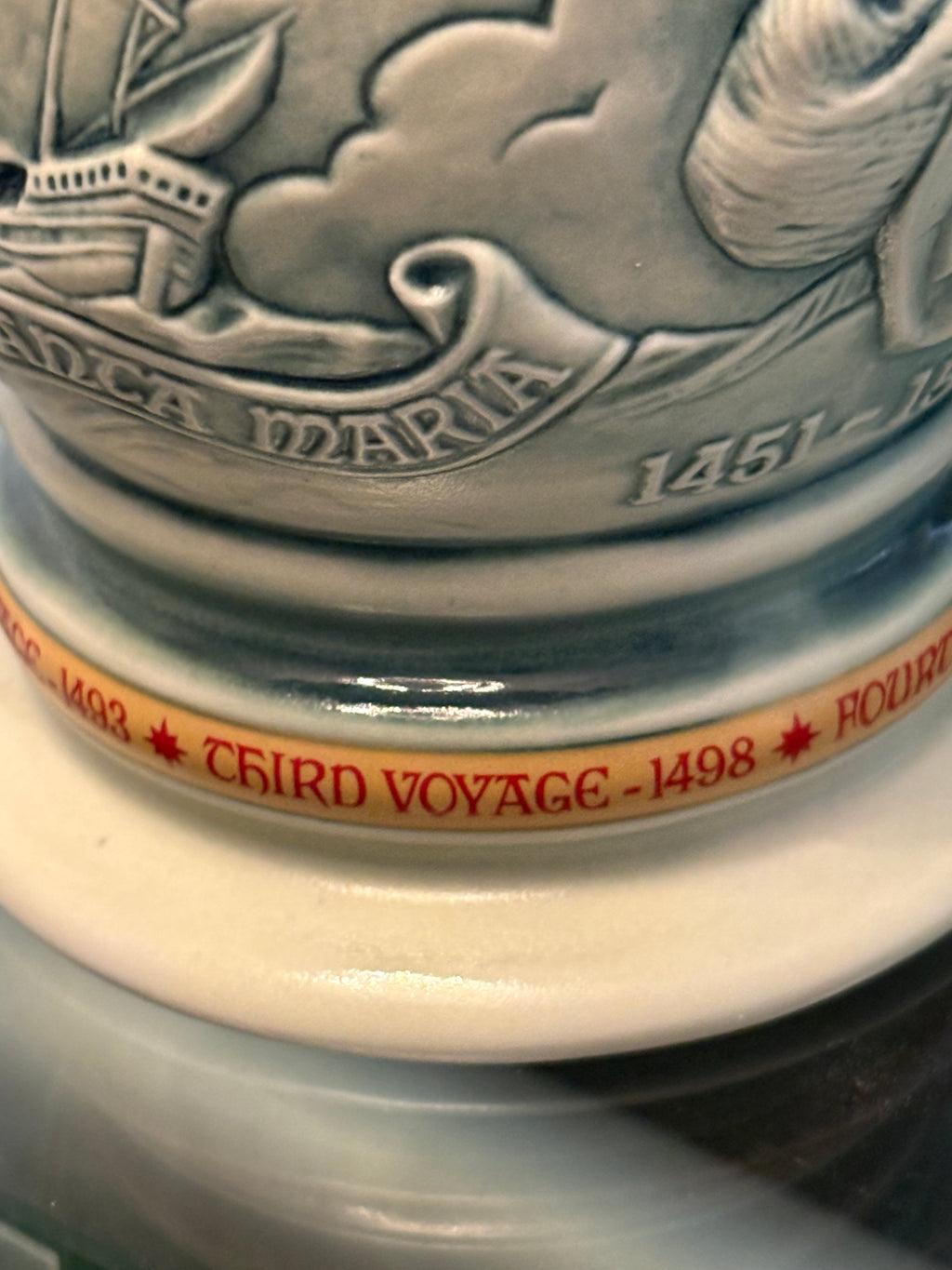 Vintage Christopher Columbus 1492 Commemorative Beer Stein with Pewter Lid