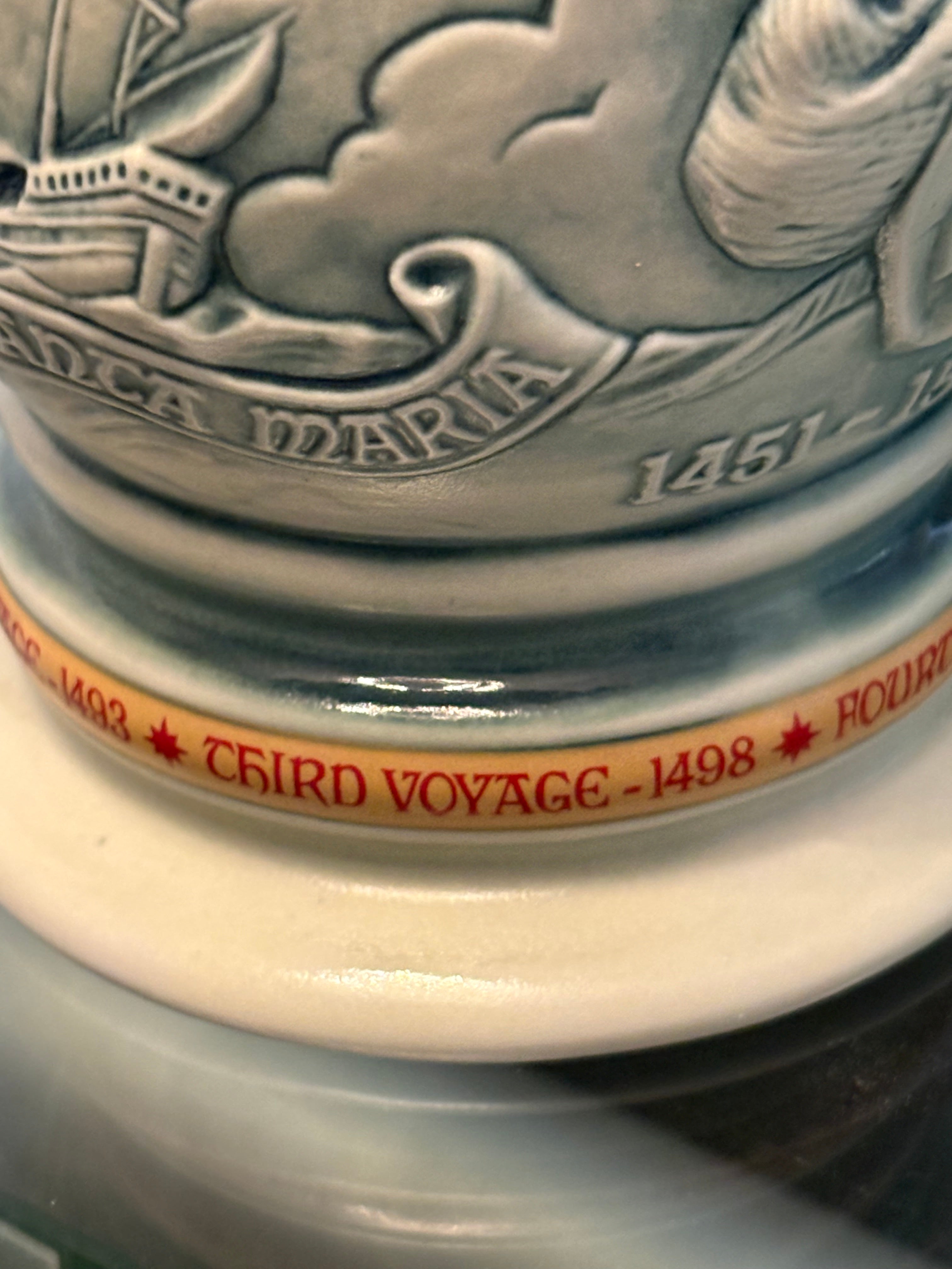 Vintage Christopher Columbus 1492 Commemorative Beer Stein with Pewter Lid