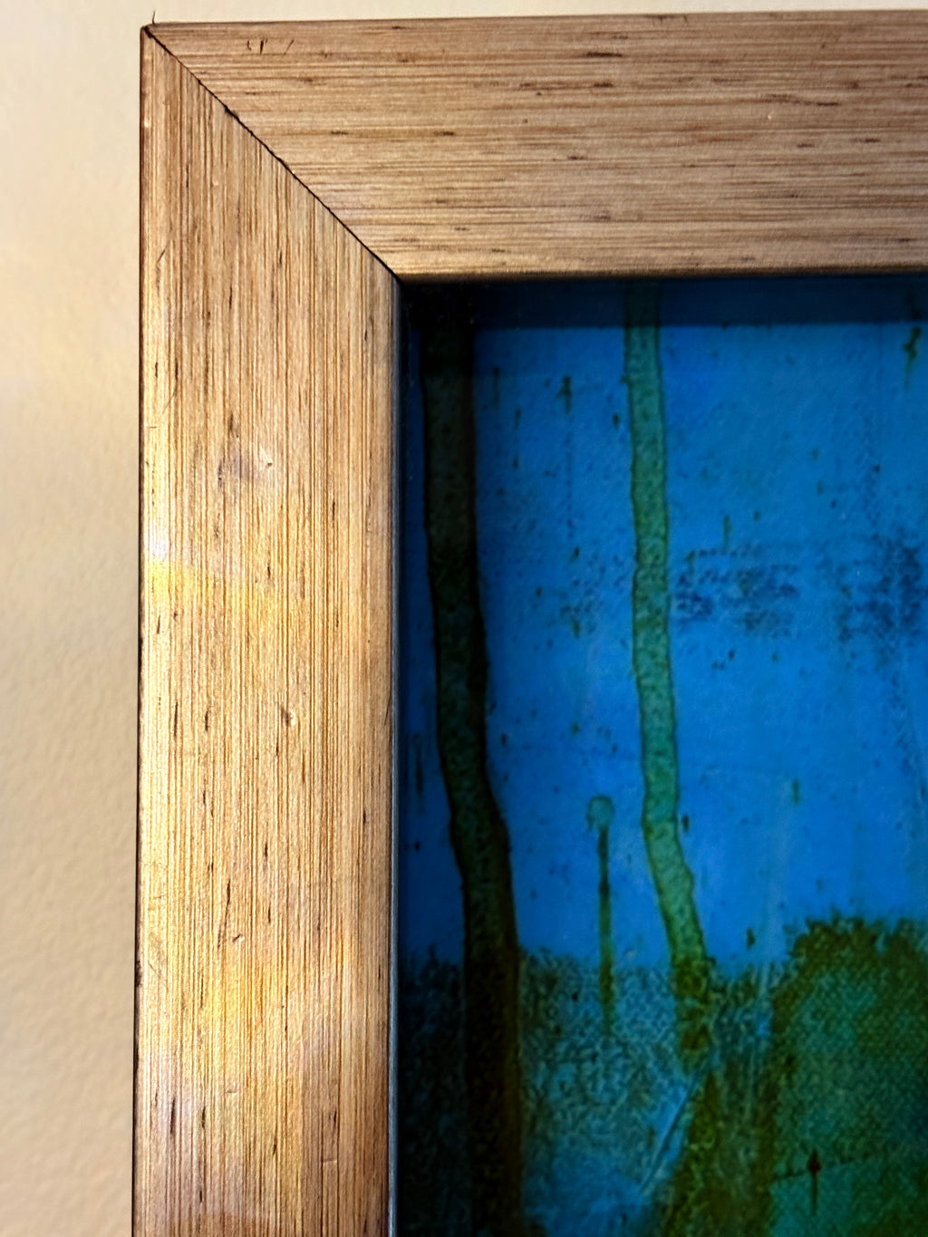 Framed Abstract Wall Art Print – Modern Blue & Earth Tone Artwork with Espresso Finish Frame