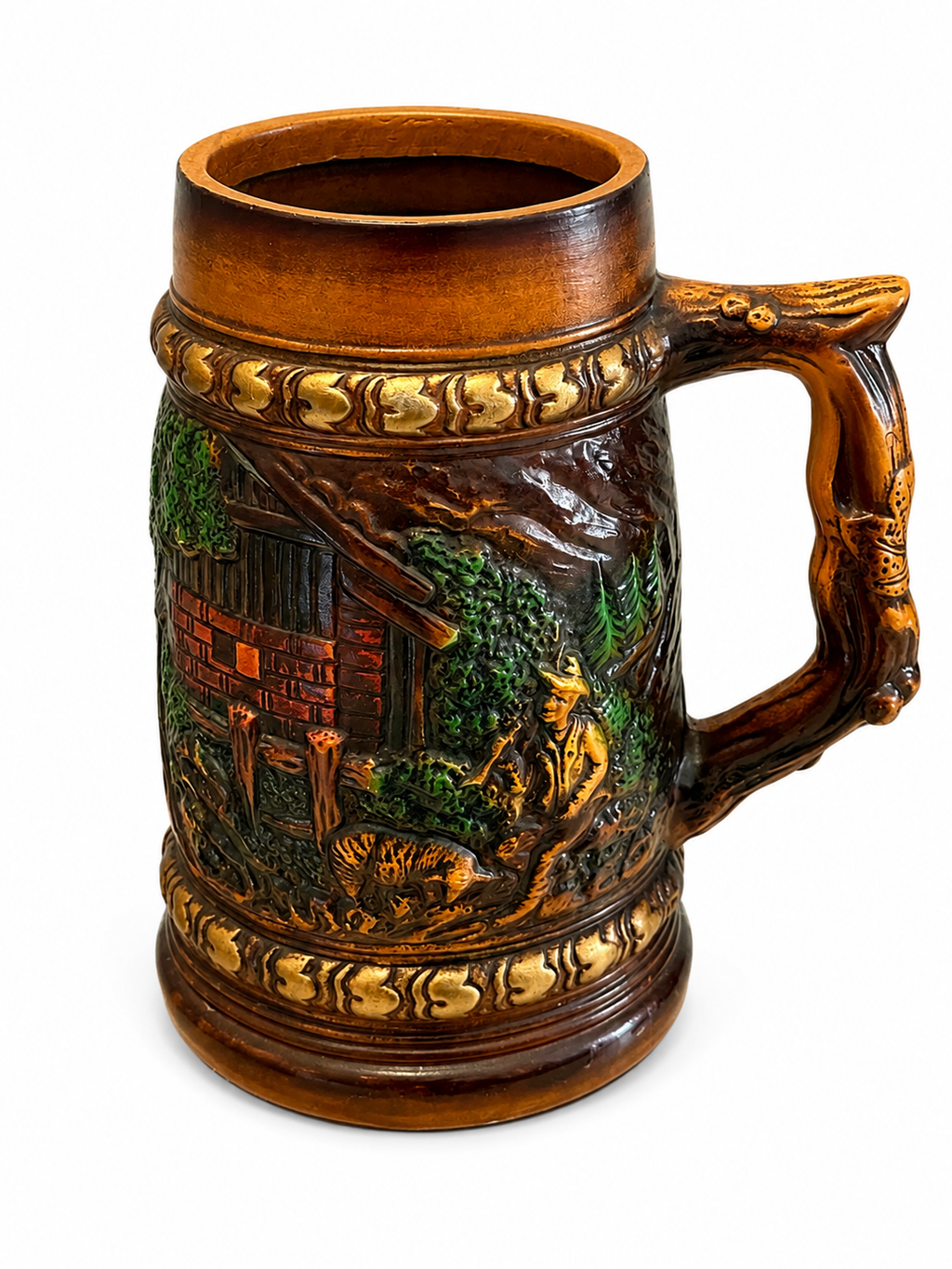 Vintage Rustic Relief Beer Stein Mug