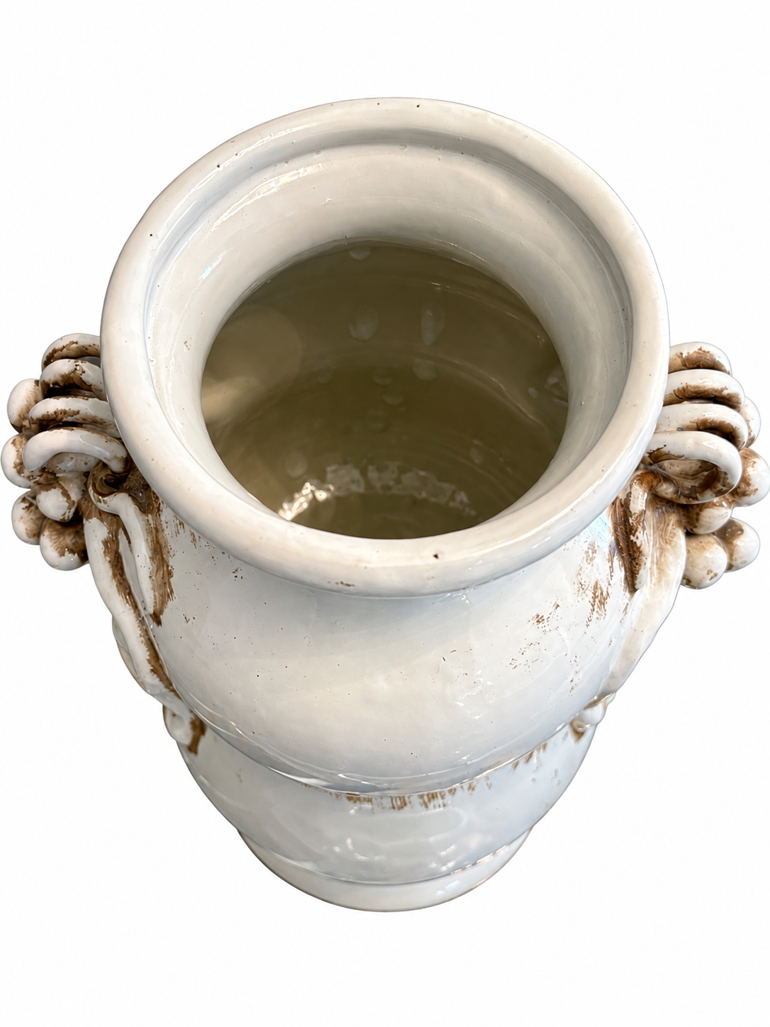 Vintage Distressed Ceramic Grape Relief Vase