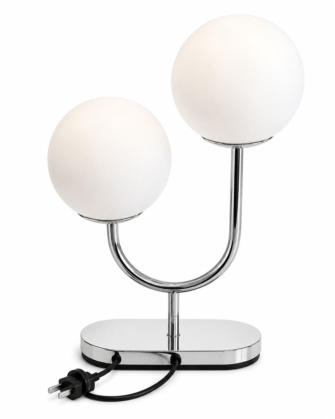 Modern Dual Globe Chrome Table Lamp