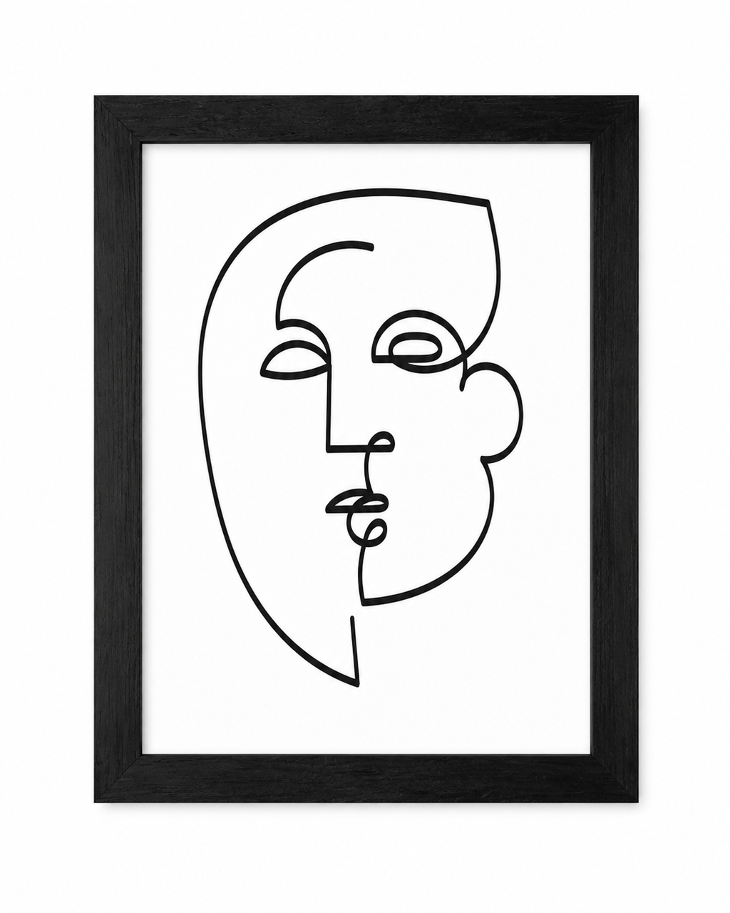 Modern Abstract Face Wall Art | Matching Framed Print Set (2 Pieces) – Black Textured Frames