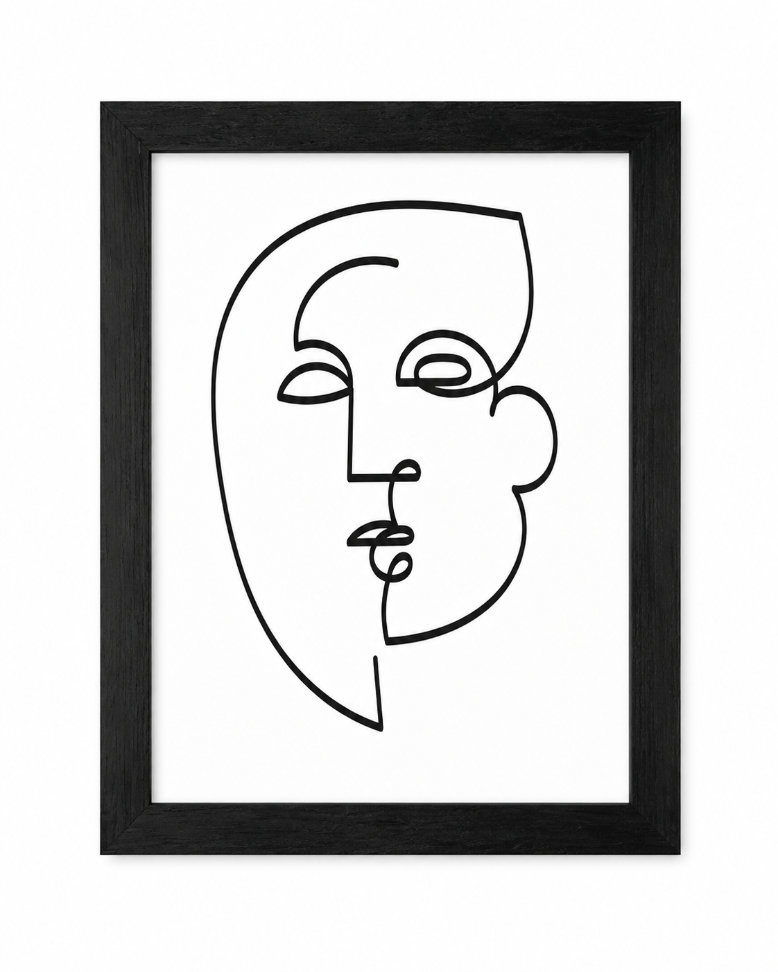 Modern Abstract Face Wall Art | Matching Framed Print Set (2 Pieces) – Black Textured Frames