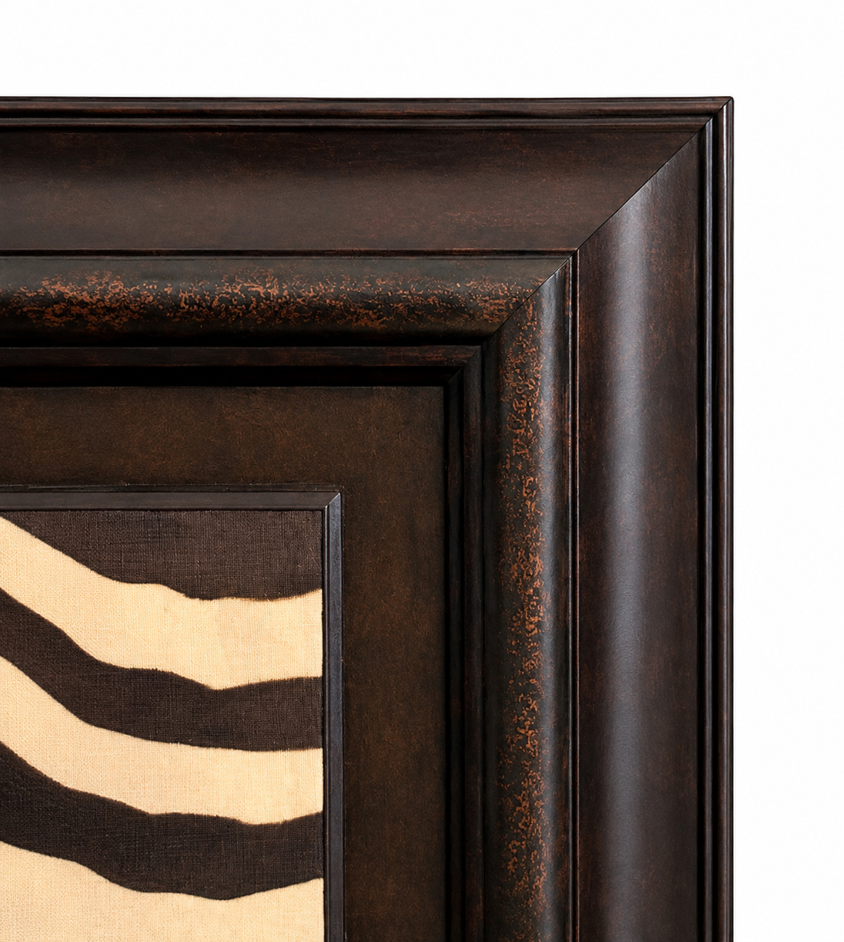 Framed Zebra Stripe Wall Art – Distressed Bronze Finish