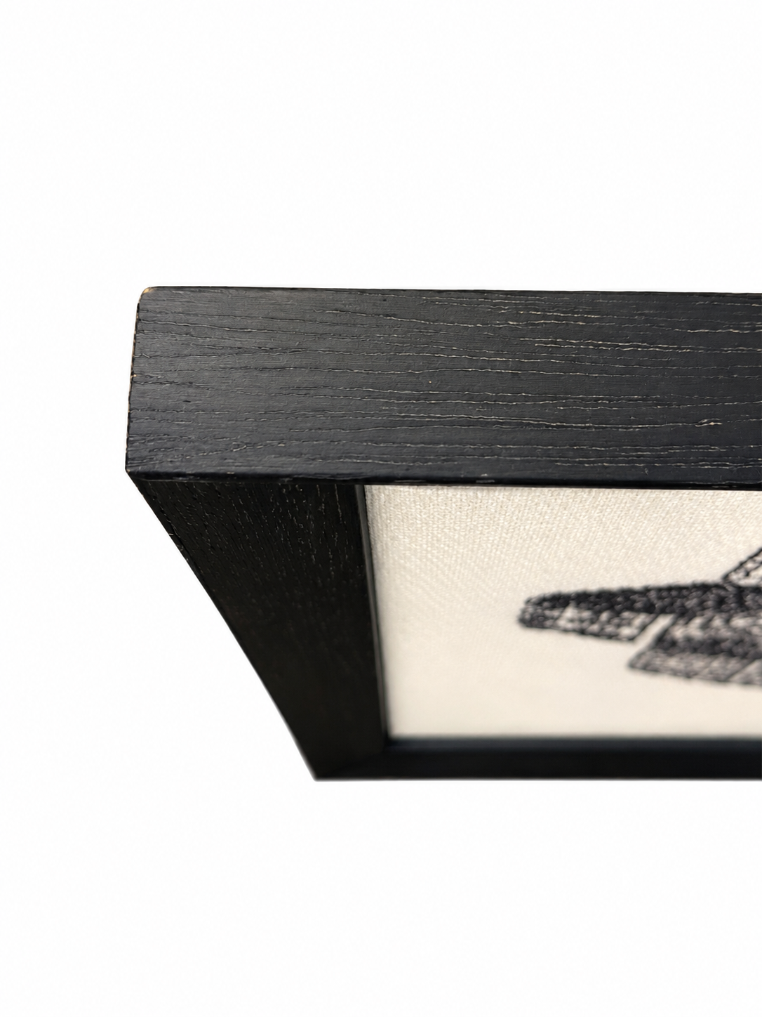 Framed Geometric Textile Art – Black & Natural